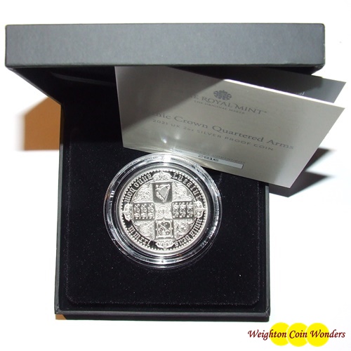 2021 2oz Silver Proof Coin - GOTHIC CROWN QUARTERED ARMS